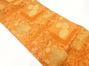 菊に風景模様織出し名古屋帯